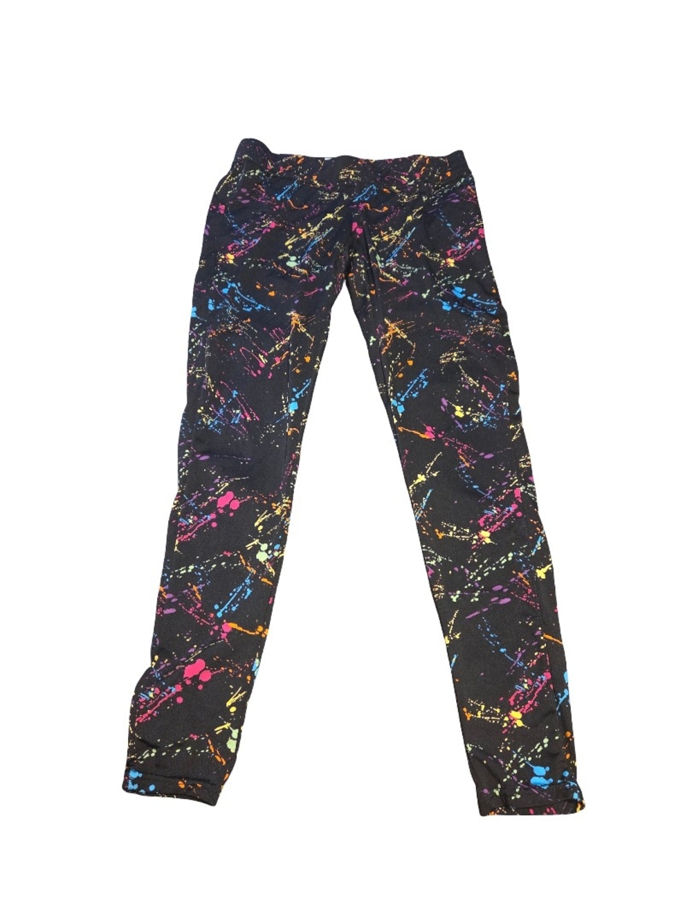 Tipsy Elves Black Leggings with Neon Paint-Splash Print